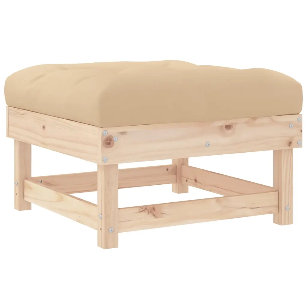 Poggiapiedi da Giardino con Cuscino in Legno Massello di Pino CFW5951663