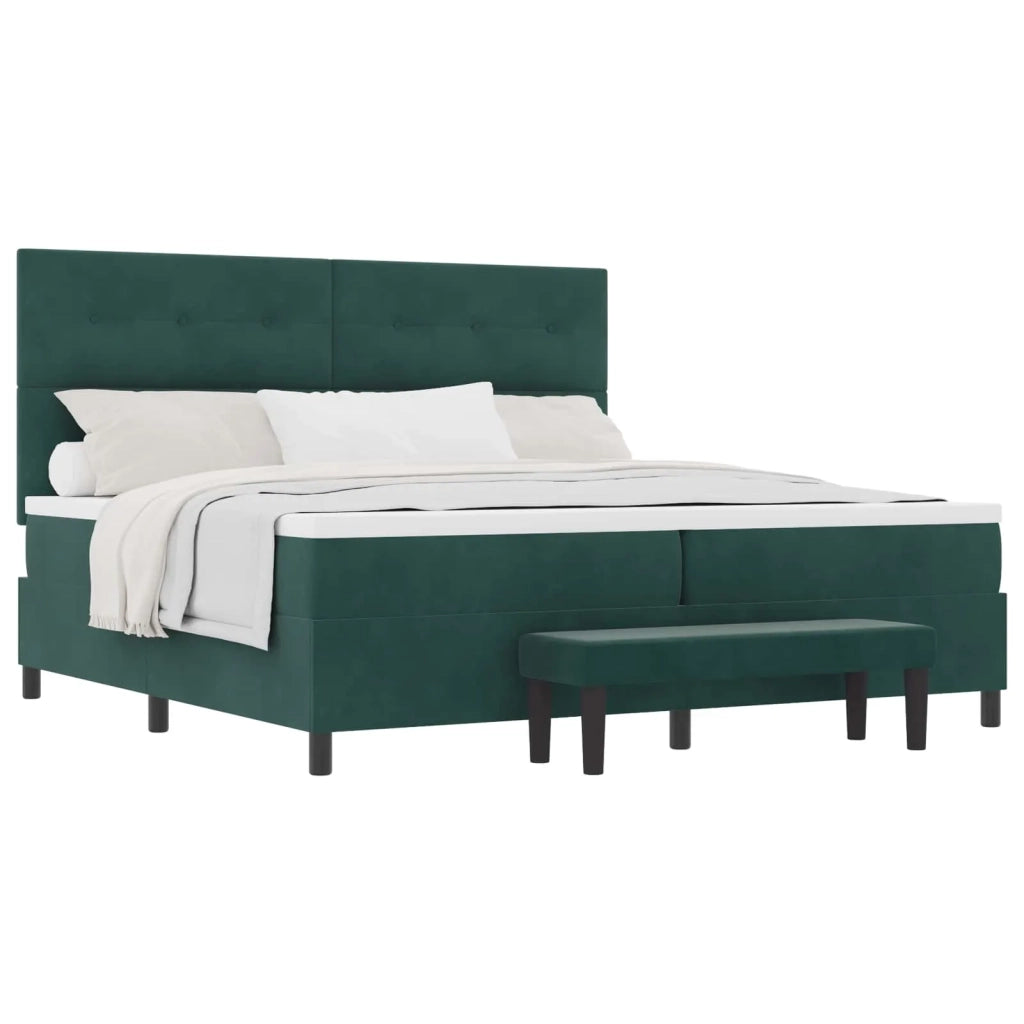 Letto a molle con materasso Verde scuro 200 x 200 cm Velluto 3344537