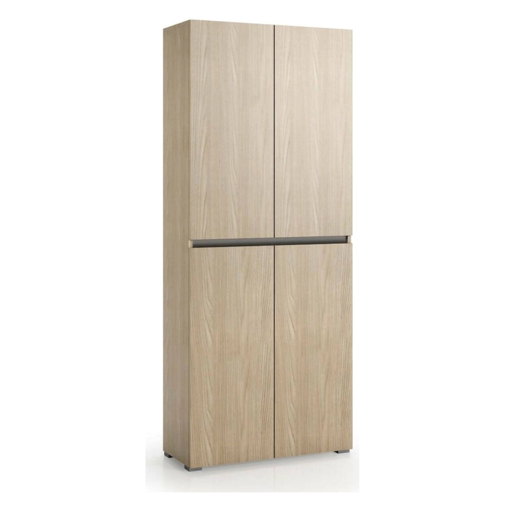 Armadio multiuso grande Arro, Scarpiera con ripiani regolabili, Mobile porta scarpe a 4 ante, 100% Made in Italy, 80x37h195 cm, Olmo