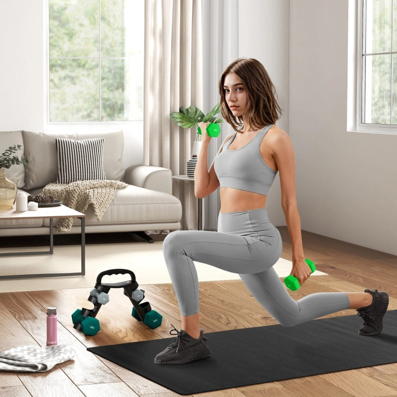 Set di manubri con supporto per riporli, set di 6 manubri per allenamento fitness, 2 x 1 kg, 2 x 3 kg, 2 x 5 kg