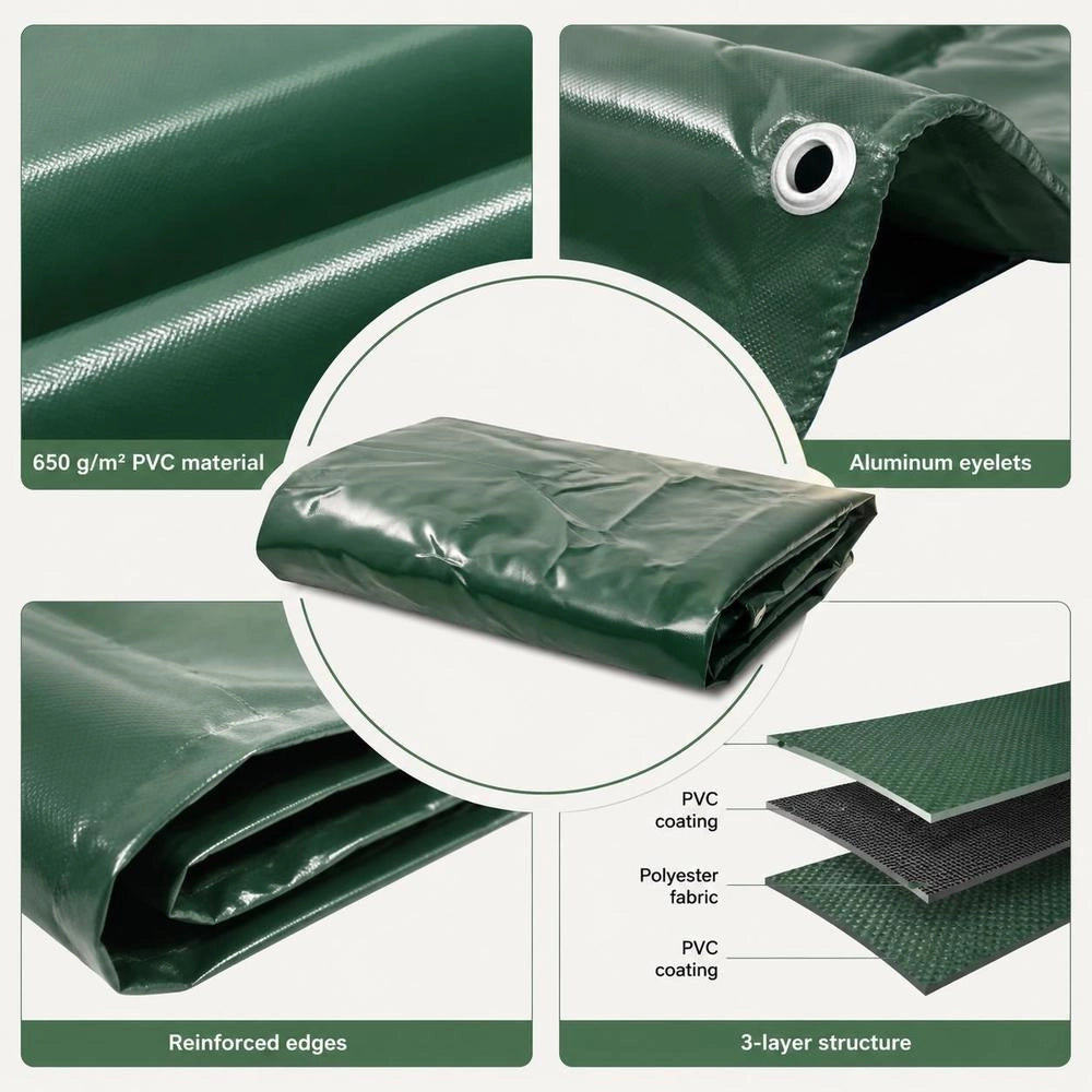 Tarpaulin 650 G/square Meter 3x5 M Green