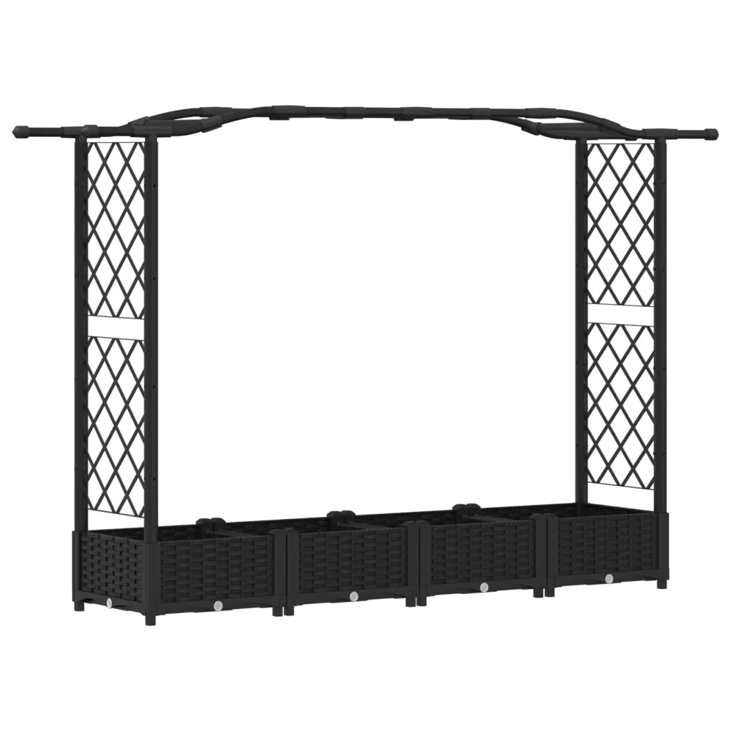 Letto Rialzato con Griglia e Tetto Nero 207 x 40 x 126 cm PP 42032529