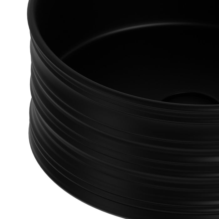 Lavabo d'appoggio tondo in ceramica da 40 cm nero opaco - Serie Nordic
