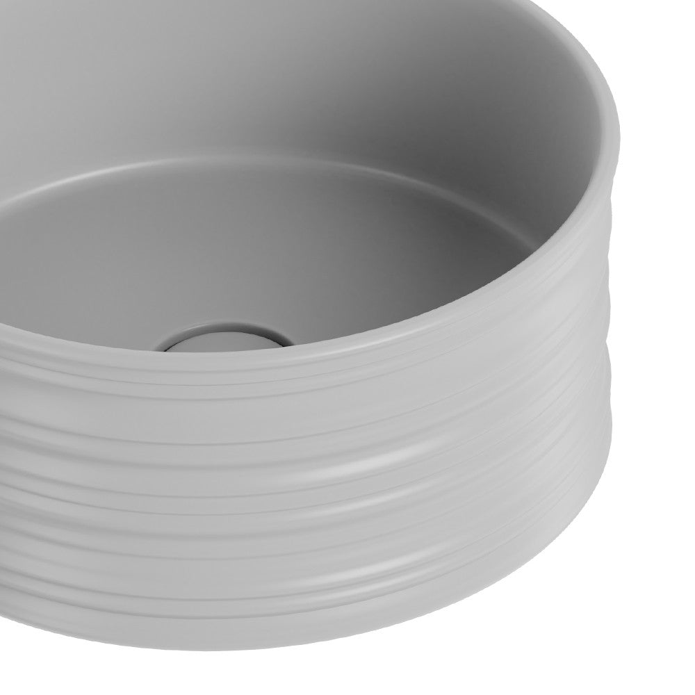 Lavabo d'appoggio tondo in ceramica da 40 cm grigio opaco - Serie Nordic