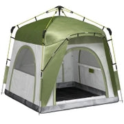 Tenda da Campeggio 2 Posti Pop Up con Porta a Cerniera e 3 Finestre, 240x240x199 cm, Verde