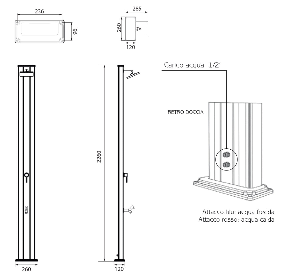 Doccia da Giardino Miscelatore Arkema Spring S Fascia Inox Cherry