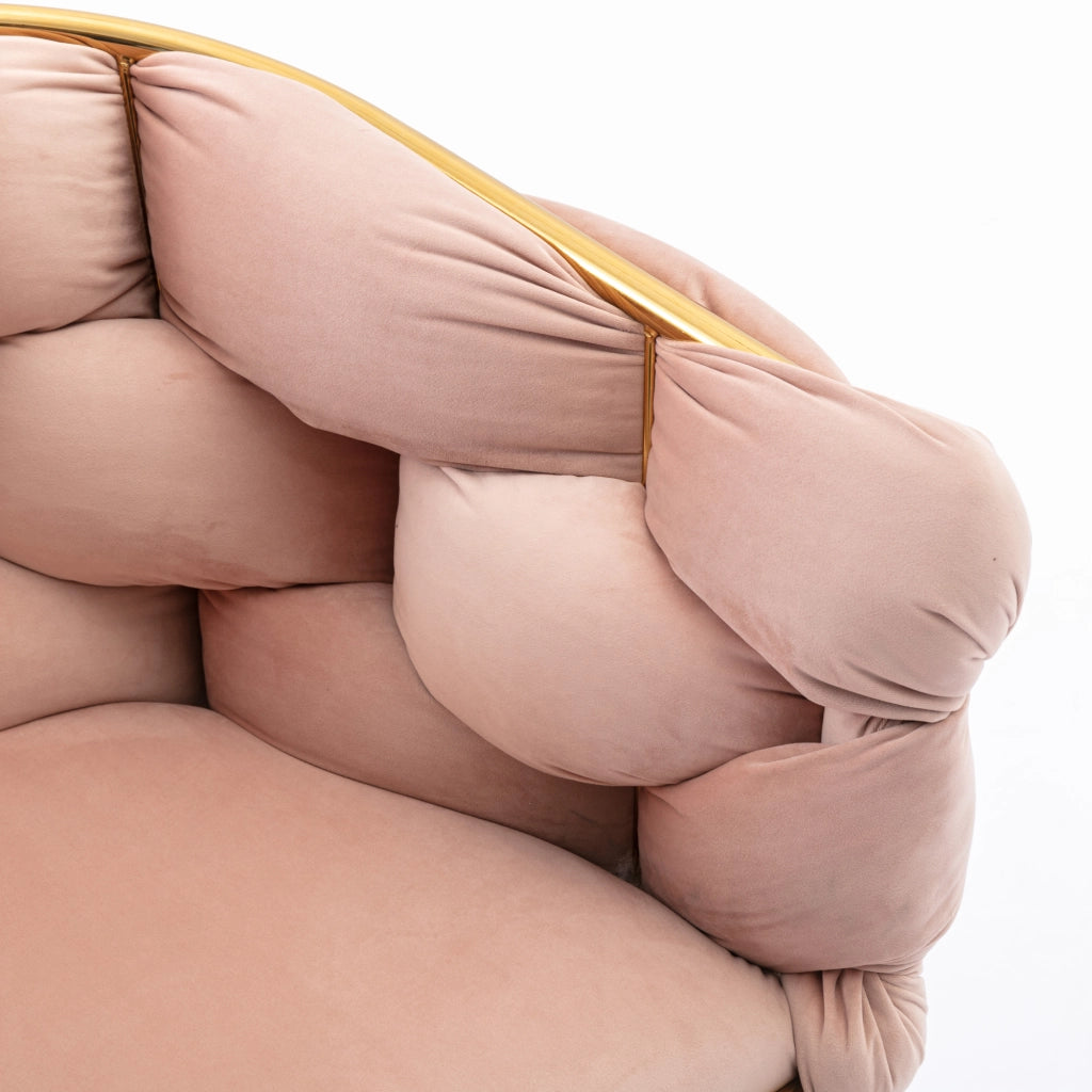 POLTRONA moderna in velluto rosa con struttura in metallo
