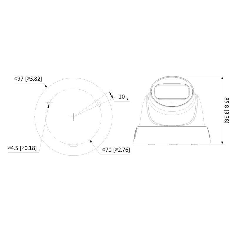 Telecamera Analogica Dome 4K 8MP Ottica Fissa 3.6mm HDCVI IR Eyeball IP67 DC12V DAHUA HAC-HDW1801TL