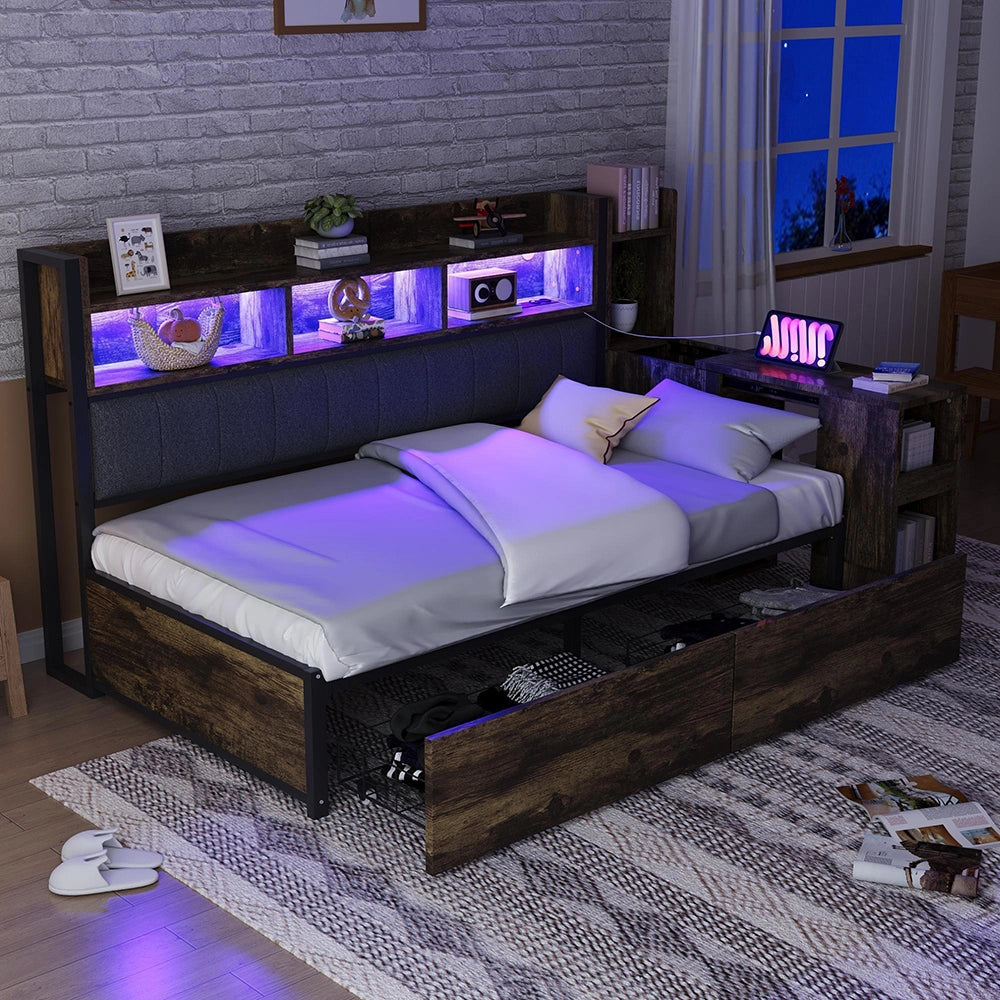 Divano letto ferro 90x200cm?- Xylo - LED scrivania legno