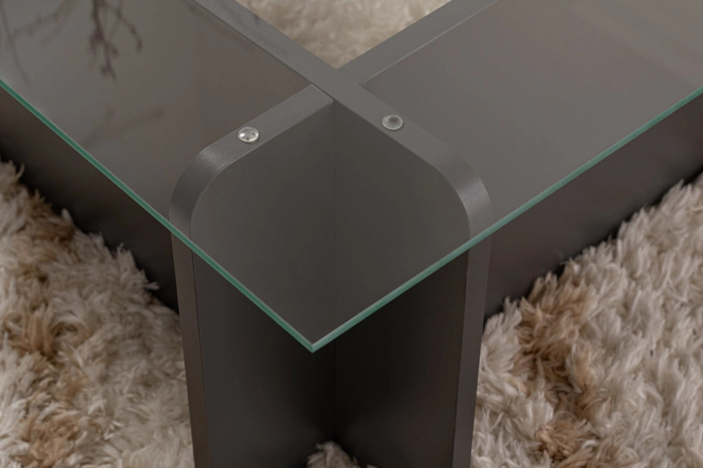 Tavolino in vetro "Flavio" 105 x 65 x 30 cm - Antracite