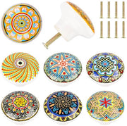 Maniglie per porte in ceramica a forma rotonda - 8 pezzi - 39 mm - Stile bohemien - Design a mano - Maniglie per porte rotonde
