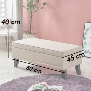 Pouf Panca Contenitore in Lino Rettangolare Morbido Capiente Divanetto Divano