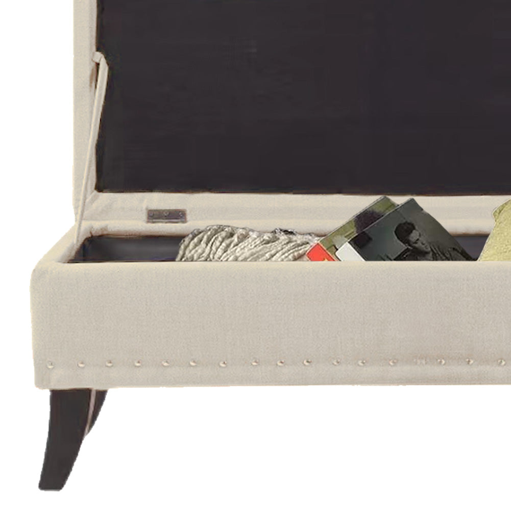 Pouf Panca Contenitore in Lino Rettangolare Morbido Capiente Divanetto Divano