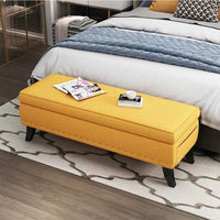 Pouf Panca Contenitore in Lino Rettangolare Morbido Capiente Divanetto Divano