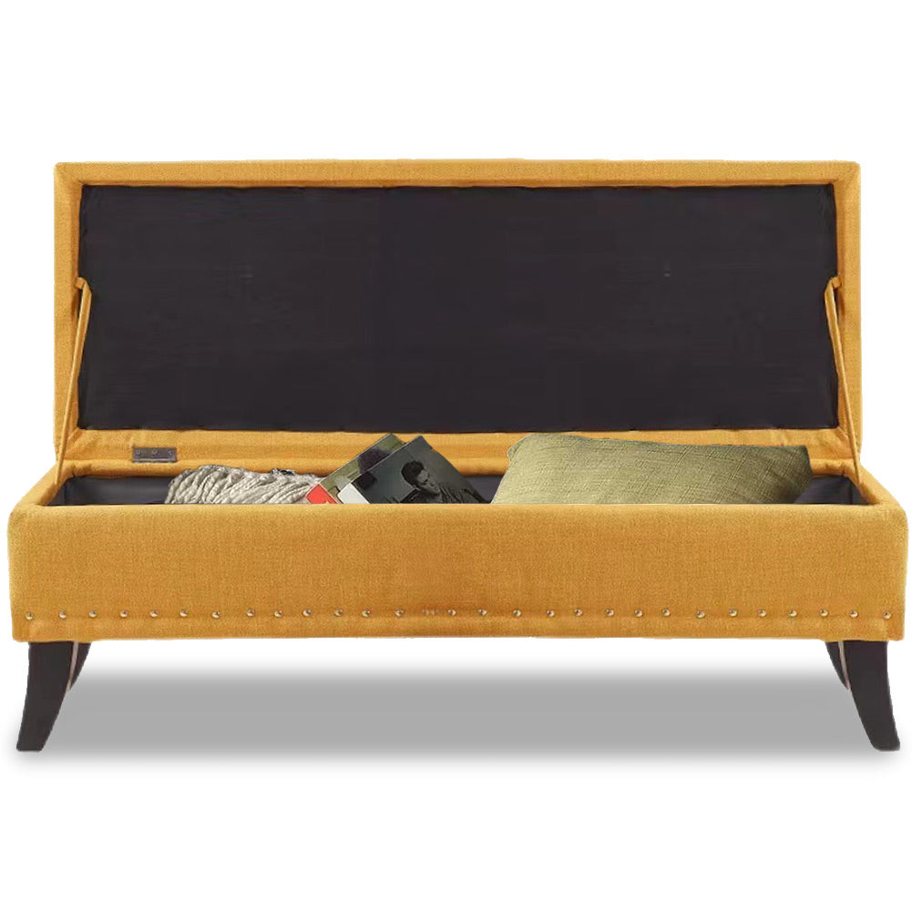 Pouf Panca Contenitore in Lino Rettangolare Morbido Capiente Divanetto Divano