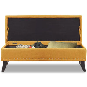 Pouf Panca Contenitore in Lino Rettangolare Morbido Capiente Divanetto Divano