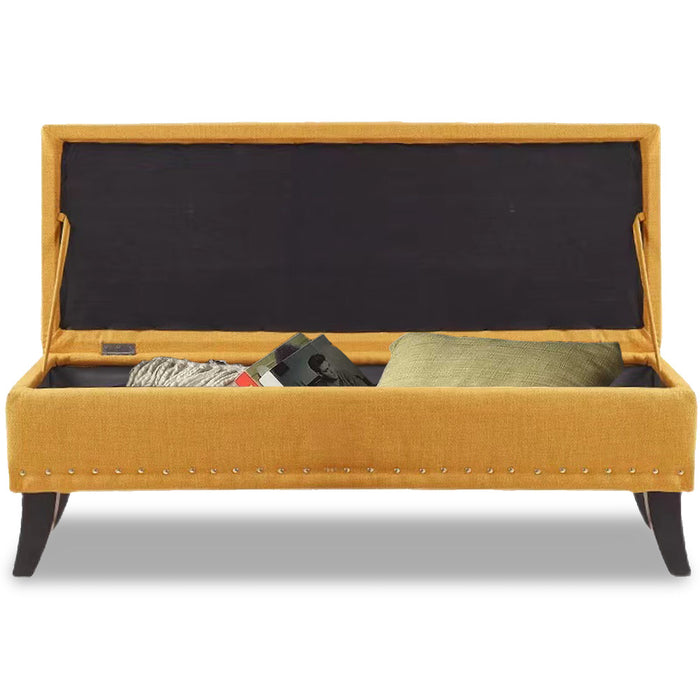 Pouf Panca Contenitore in Lino Rettangolare Morbido Capiente Divanetto Divano