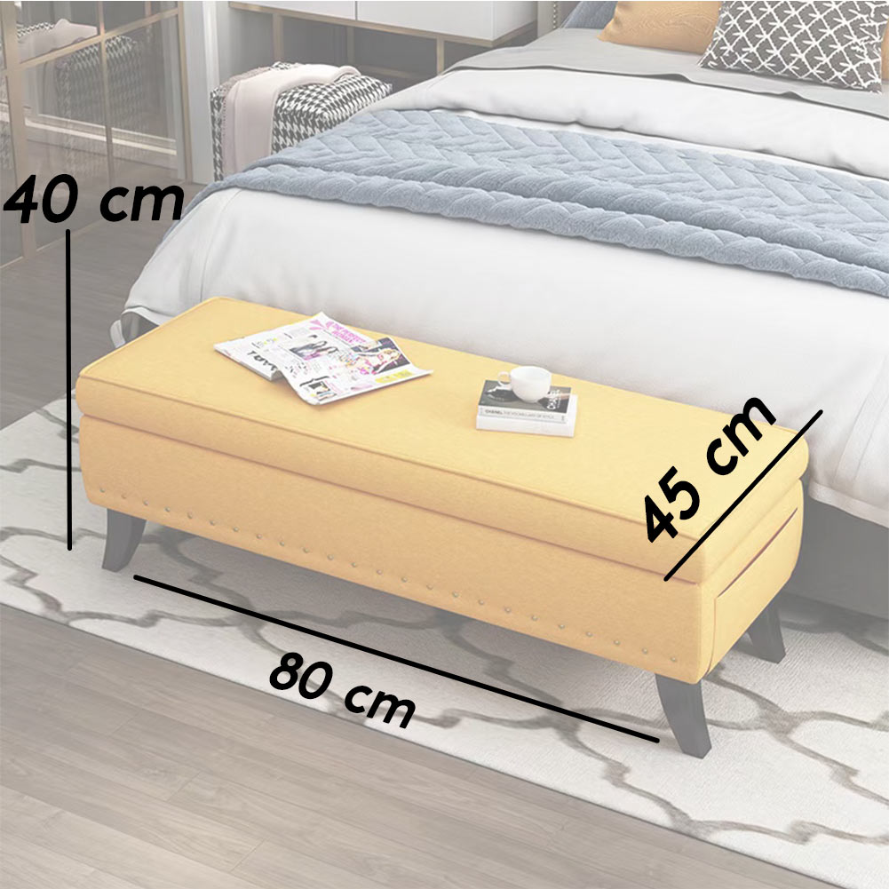 Pouf Panca Contenitore in Lino Rettangolare Morbido Capiente Divanetto Divano