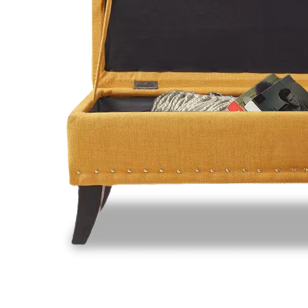 Pouf Panca Contenitore in Lino Rettangolare Morbido Capiente Divanetto Divano