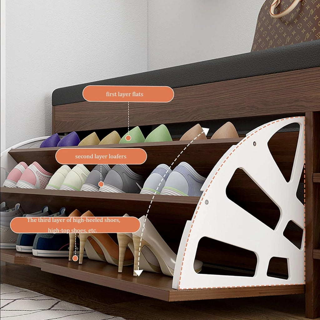 scarpiera Panca portascarpe con cassetto ribaltabile per famiglie Panca portascarpe imbottita in PU con cassetto Scarpiera in legno Armadio portaoggetti abbassabile Stand Rack Armadio Organizzat