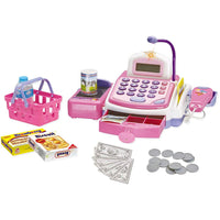 Registratore Cassa Giocattolo Bambini Scanner Microfono e Cestino Gioco Spesa