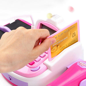 Registratore Cassa Giocattolo Bambini Scanner Microfono e Cestino Gioco Spesa