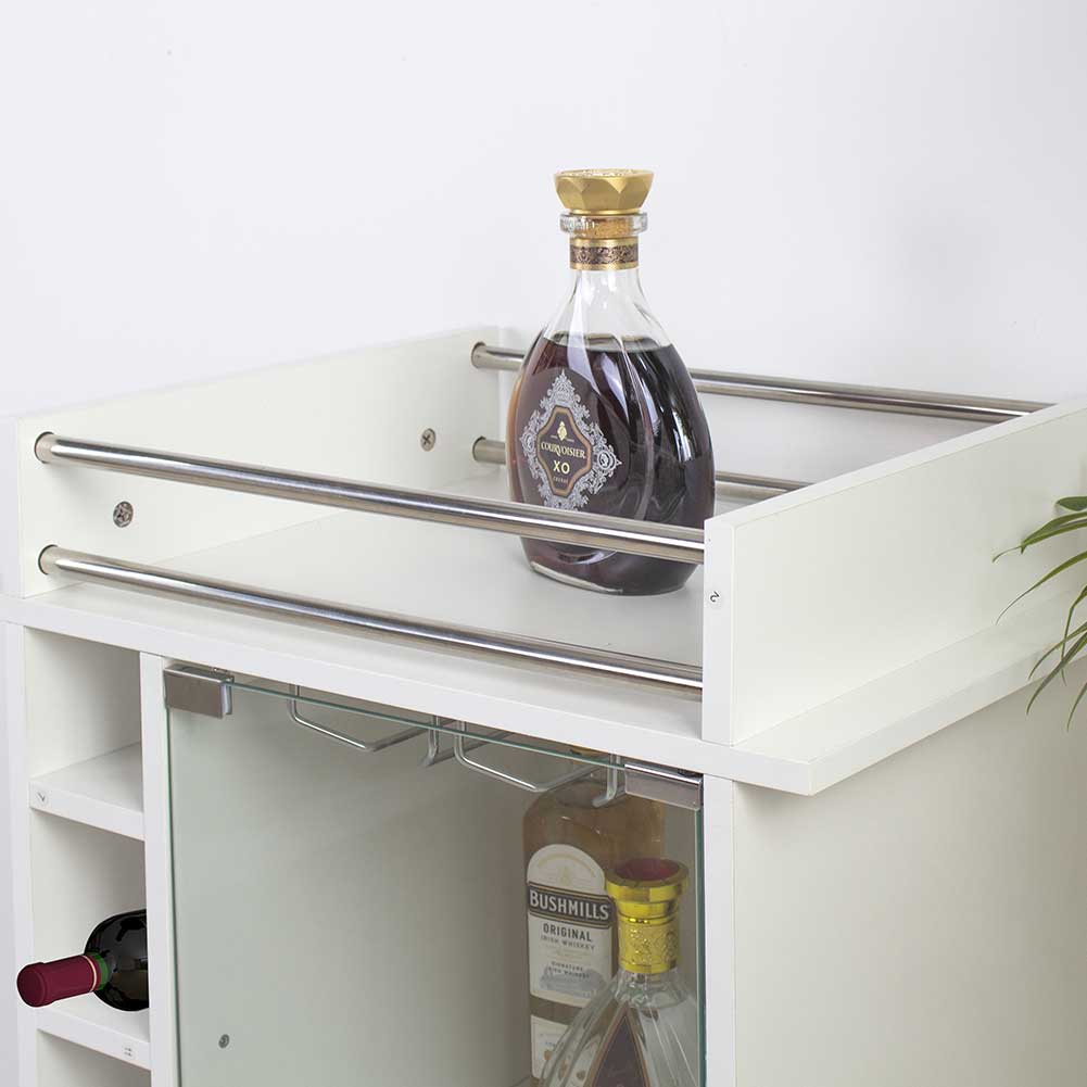 Mobile Bar Cantinetta Bottiglie Vino Legno Cantina 6 Posti Porta Calici Bianco