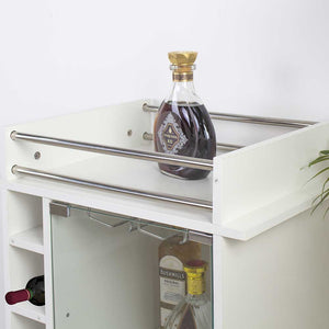 Mobile Bar Cantinetta Bottiglie Vino Legno Cantina 6 Posti Porta Calici Bianco