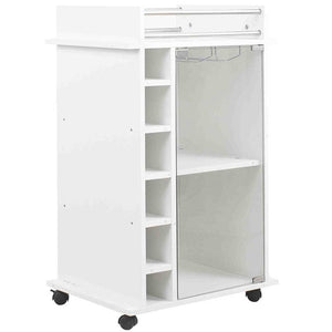 Mobile Bar Cantinetta Bottiglie Vino Legno Cantina 6 Posti Porta Calici Bianco