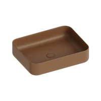 Lavabo d'appoggio rettangolare in ceramica da 50x40 cm marrone - Serie Nature