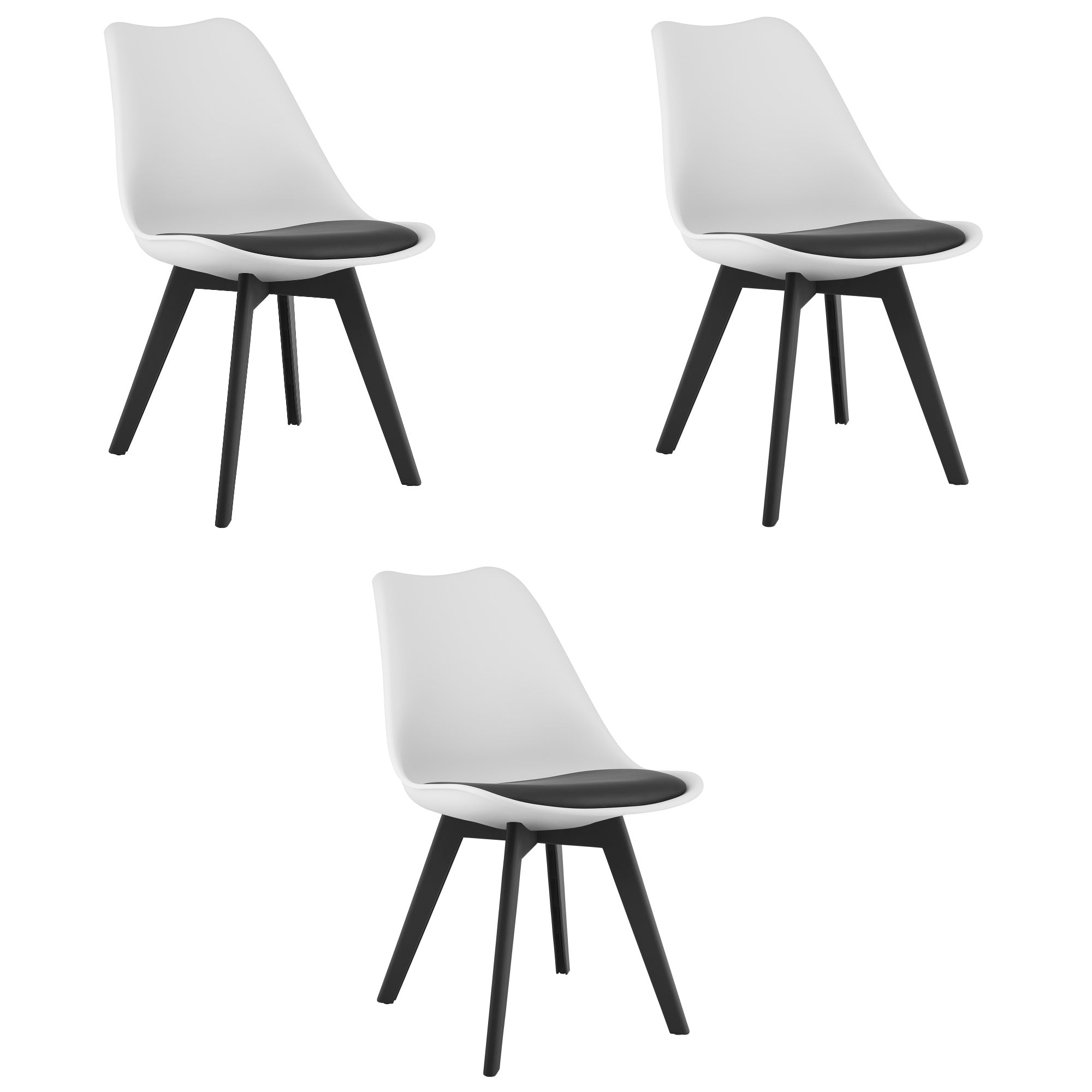 Sedia VALORA RIXK - Design ergonomico senza tempo, nero e bianco x 3