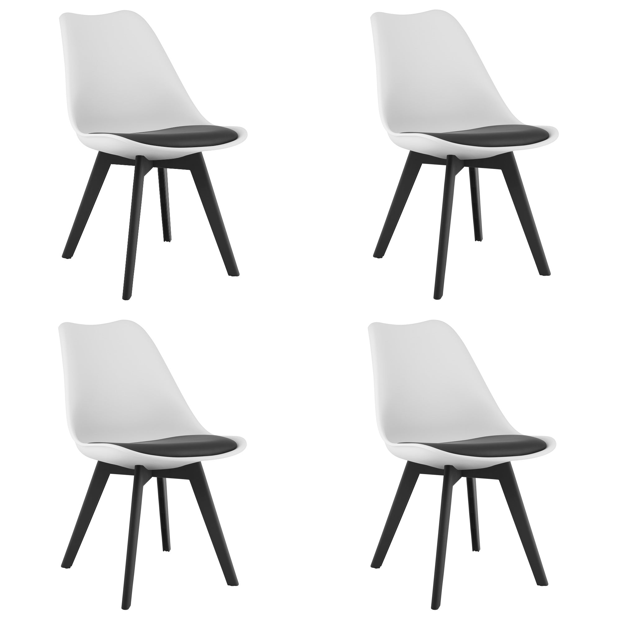 Sedia VALORA RIXK - Design ergonomico senza tempo, nero e bianco x 4