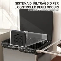 Pattumiera a Pedale con 2 Scomparti da 30L, Coperchio Ammortizzato e Secchi Rimovibili, Acciaio Inox, Argento