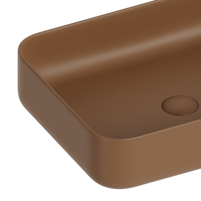 Lavabo d'appoggio rettangolare in ceramica da 50x40 cm marrone - Serie Nature