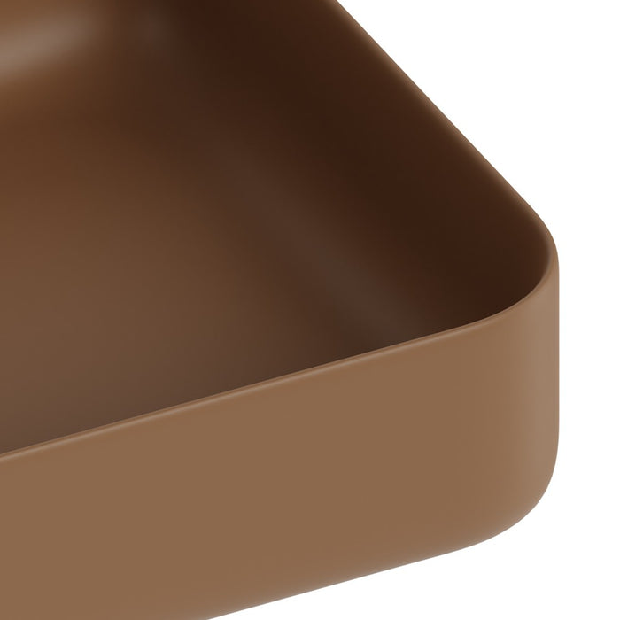 Lavabo d'appoggio rettangolare in ceramica da 50x40 cm marrone - Serie Nature