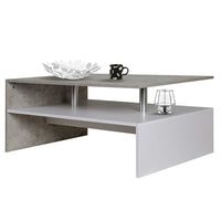 Tavolino Divano Salotto Rettangolare Design Moderno Legno MDF 2 Ripiani Bianco