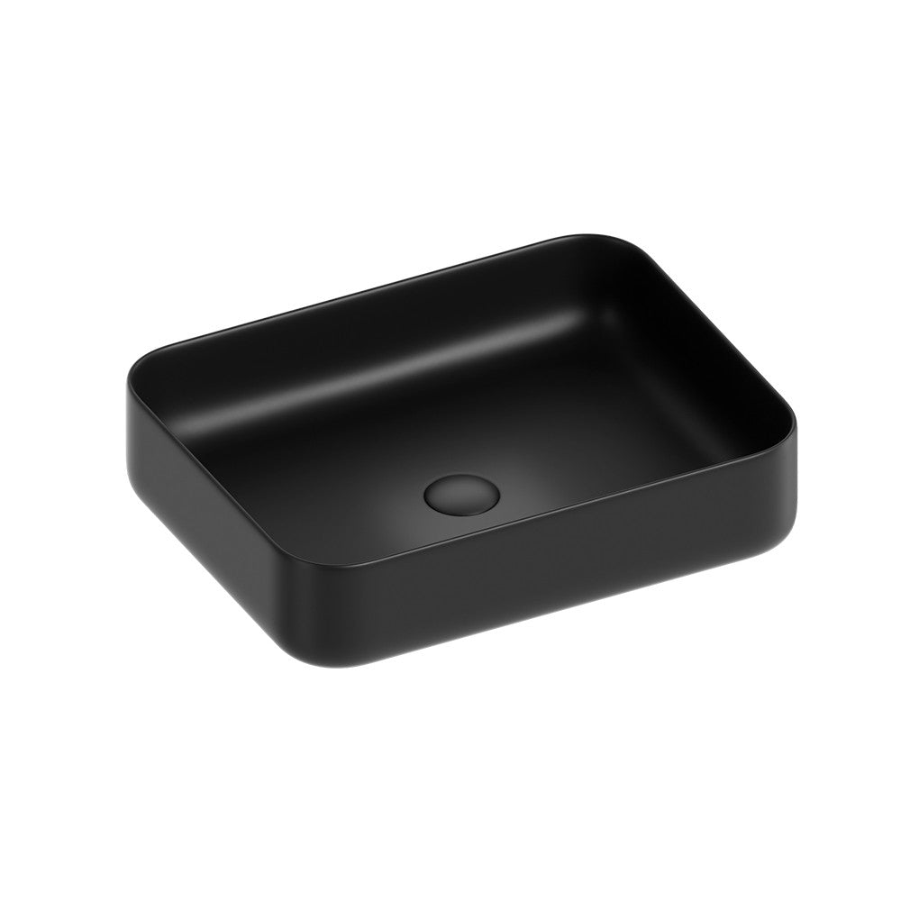 Lavabo d'appoggio rettangolare in ceramica da 50x40 cm nero - Serie Nature