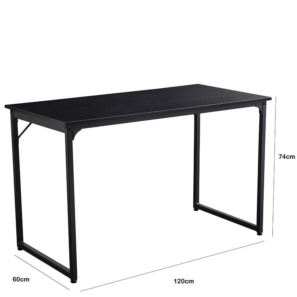 Scrivania Tavolo Porta PC Computer Legno Metallo Casa Ufficio 120x60x74 Nero