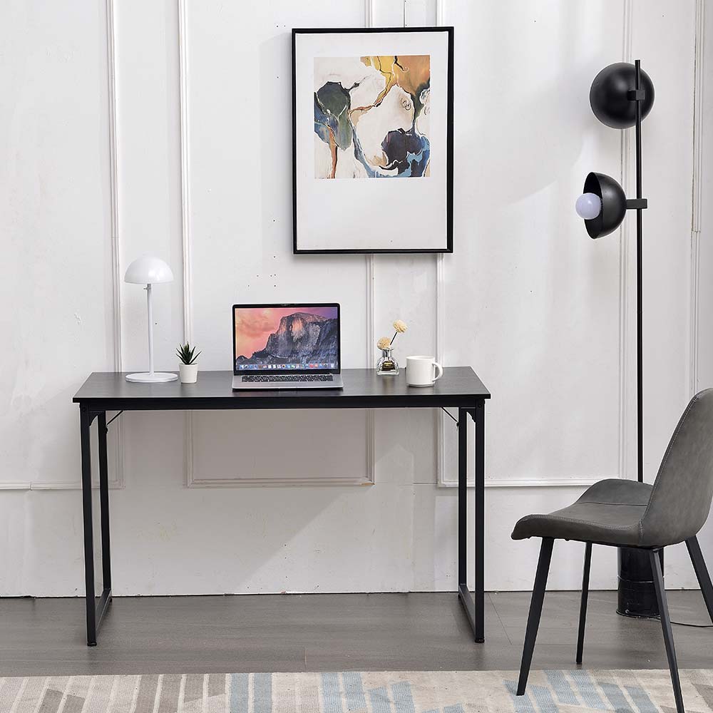 Scrivania Tavolo Porta PC Computer Legno Metallo Casa Ufficio 120x60x74 Nero