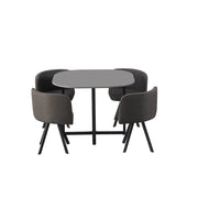 Set tavolo e 4 sedie ORBENA – Colore grigio opaco – Tavolo 100x100 cm – Design moderno e compatto