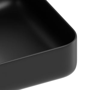 Lavabo d'appoggio rettangolare in ceramica da 50x40 cm nero - Serie Nature