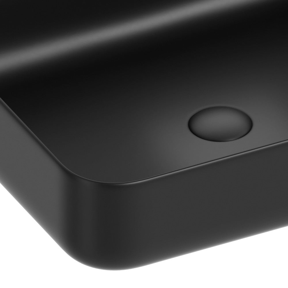 Lavabo d'appoggio rettangolare in ceramica da 50x40 cm nero - Serie Nature