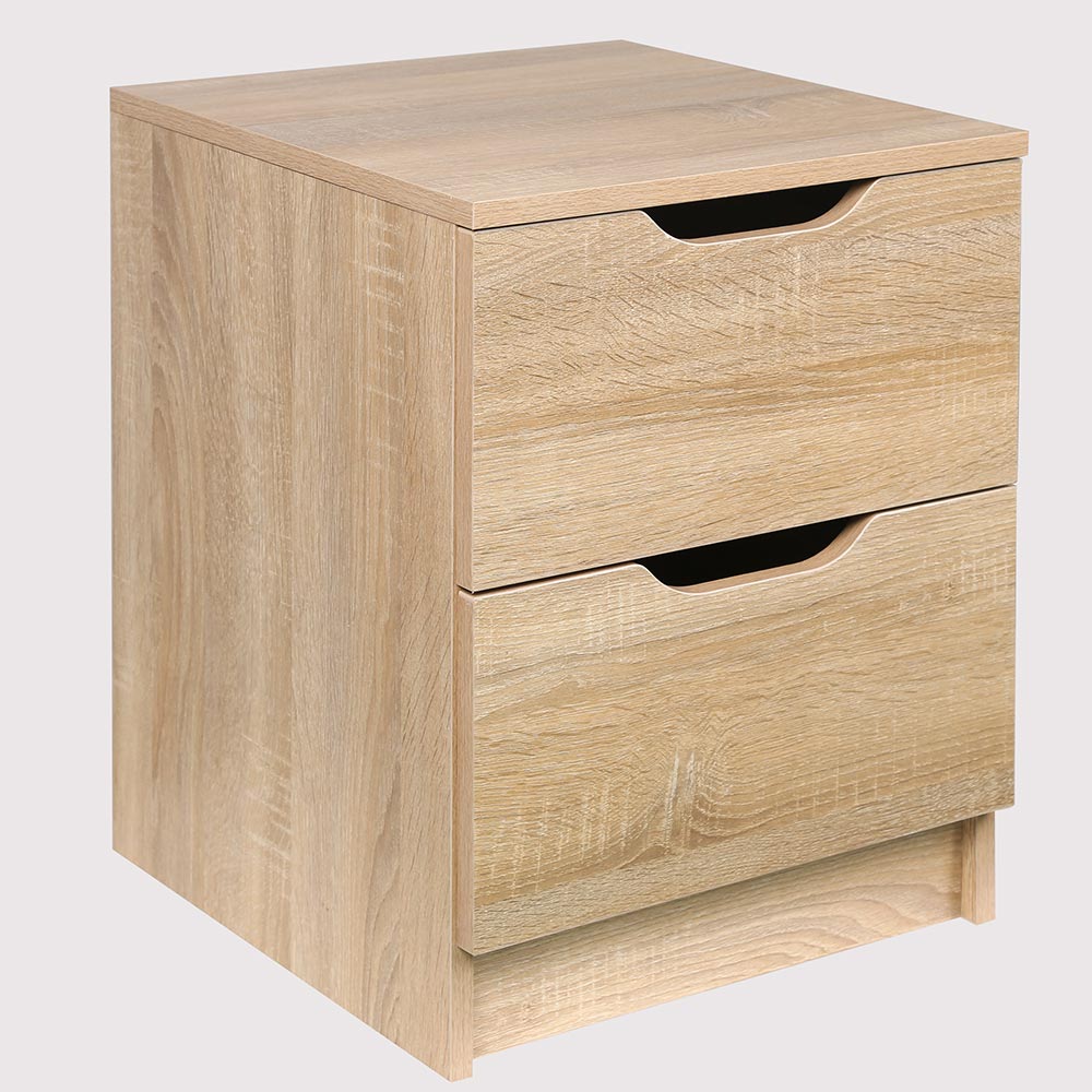 Comodino Mobiletto Cassettiera 2 Cassetti Design Moderno in legno MDF Rovere