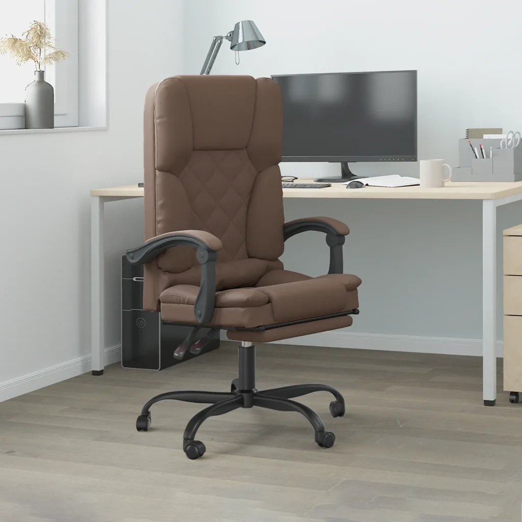 Poltrona da Ufficio Massaggiante | Sedia Relax Reclinabile marrone Similpelle