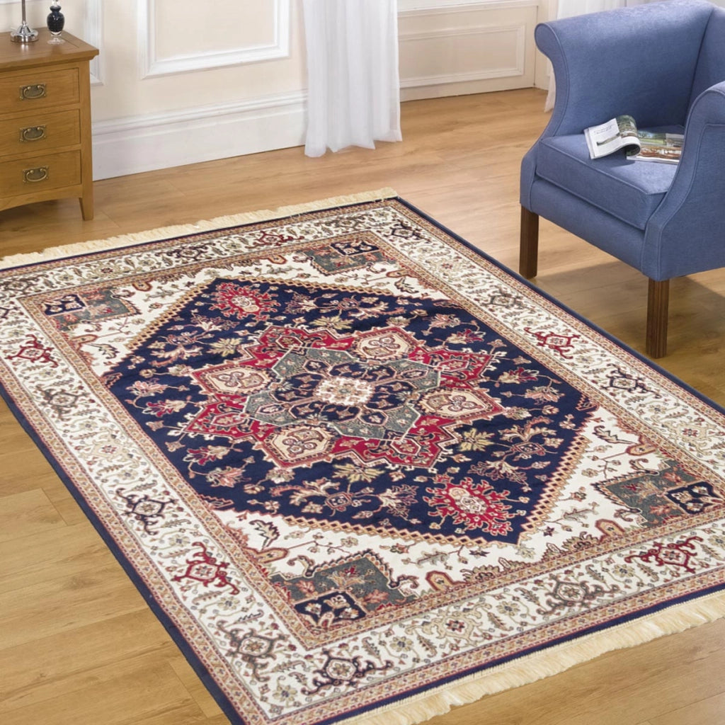 Tappeto RUBINE 304 Heriz BLU cm.67x300 disegno classico persiano stile orientale tradizionale. Tappeto salotto, soggiorno, camera da letto, ingresso, corridoio.