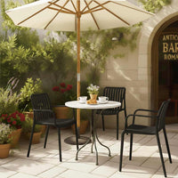 Sedia Iside da esterno in plastica nera comfort premium con braccioli