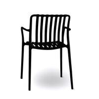 Sedia Iside da esterno in plastica nera comfort premium con braccioli