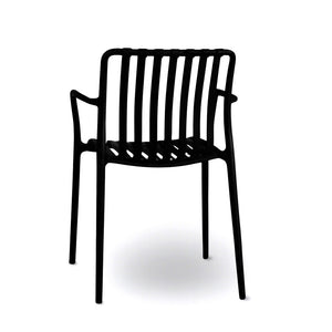 Sedia Iside da esterno in plastica nera comfort premium con braccioli