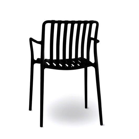 Sedia Iside da esterno in plastica nera comfort premium con braccioli