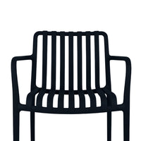 Sedia Iside da esterno in plastica nera comfort premium con braccioli